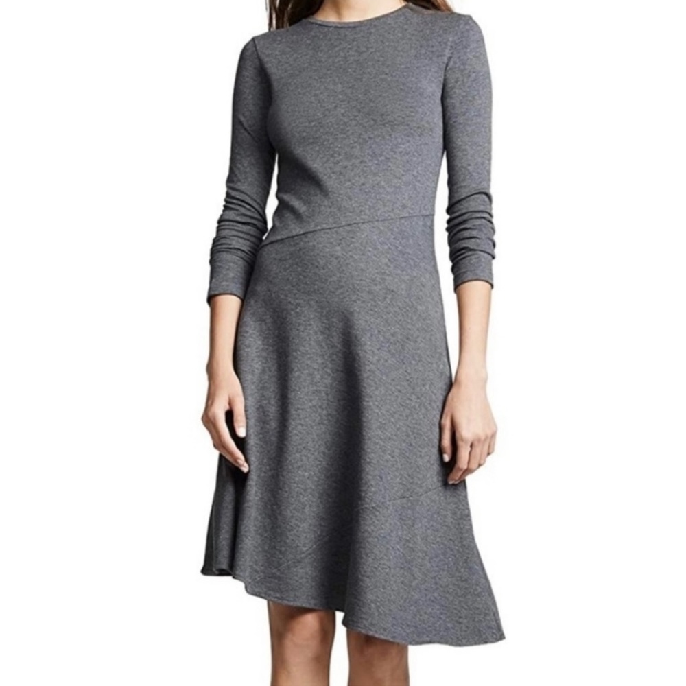 VINCE Asymmetric Gray Long Sleeve Midi Dress NWT